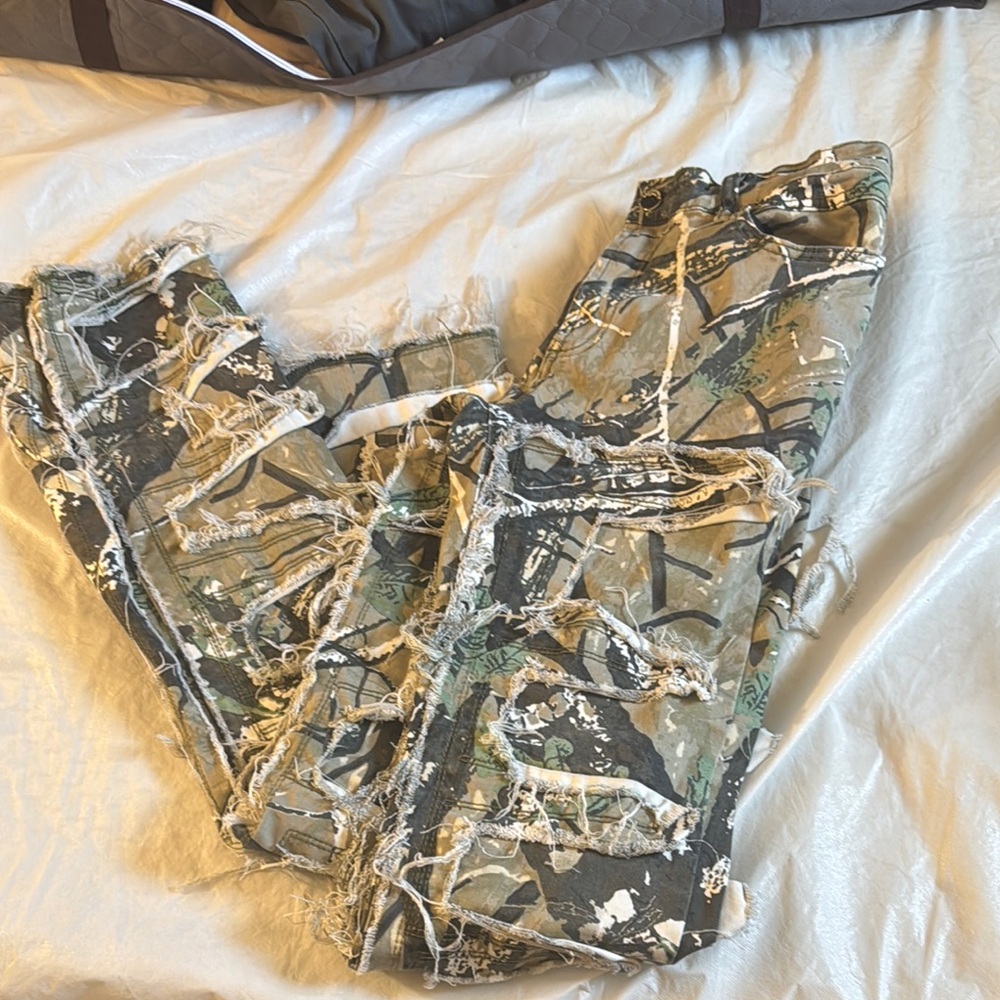 Rocks Boyfriend Jeans Green and Brown Camouflage